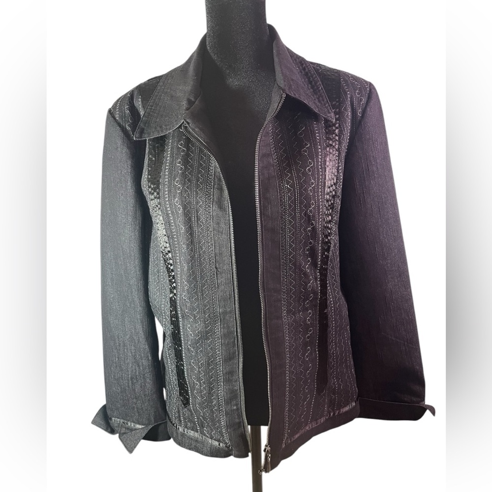 Lana Sport Dark Denim Fitted Jacket with a Zipper & Designer Front Women Size12